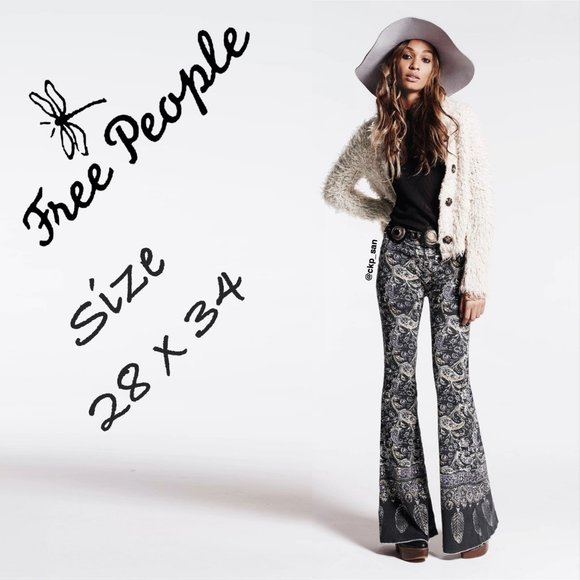 Free People Denim - Free People New Delhi Border Flare Corduroy Size 28
